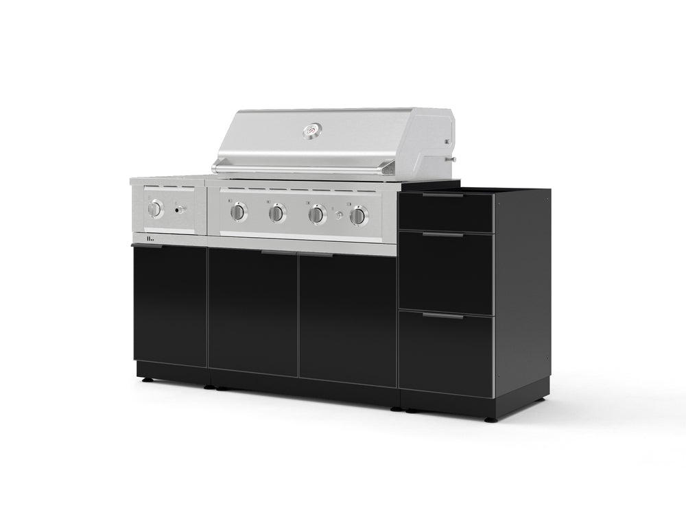 NewAge Outdoor Kitchens Outdoor Grill Island Aluminum 6-Piece Cabinet Set with 3-Drawer, Grill Cabinet, Performance Grill, Side Burner and Countertop - (Natural Gas) | Garage Giant