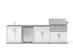 NewAge Outdoor Kitchens Stainless Steel 6-Piece Cabinet Set with Sink, Bar, Grill Cabinet, Platinum Grill, Countertop and Stainless Steel Door Fridge-73837-Garage Giant 
