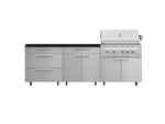 NewAge Outdoor Kitchens Stainless Steel 5-Piece Cabinet Set with Casters and 3 Drawer, Bar, Grill Cabinet, Platinum Grill, Countertop-72586-Garage Giant 