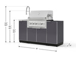 NewAge Outdoor Kitchens Outdoor Grill Island Aluminum 5-Piece Cabinet Set with Sink, 1 Door, Grill Cabinet, Platinum Grill and Stainless Steel Countertop - (Natural Gas) 