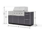 NewAge Outdoor Kitchens Outdoor Grill Island Aluminum 6-Piece Cabinet Set with 3-Drawer, Grill Cabinet, Performance Grill, Side Burner and Countertop - (Natural Gas) 