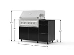 NewAge Outdoor Kitchens Outdoor Grill Island Aluminum 4-Piece Cabinet Set with Casters and 3-Drawer, Grill Cabinet, Platinum Grill and Dekton in Sirius Countertop - (Liquid Propane) 