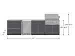 NewAge Outdoor Kitchens Aluminum 7-Piece Cabinet Set with 3-Drawer, Bar, Grill Cabinet, Platinum Grill, Countertops and Fridge-66546-Garage Giant 