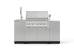 NewAge Outdoor Kitchens Outdoor Grill Island Stainless-Steel 5-Piece Cabinet Set with Sink, 1 Door, Grill Cabinet, Platinum Grill and Stainless Steel Countertop - (Natural Gas) 