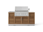 NewAge Outdoor Kitchens Outdoor Grill Island Stainless-Steel 5-Piece Cabinet Set with Sink, 1 Door, Grill Cabinet, Platinum Grill and Stainless Steel Countertop - (Natural Gas) 