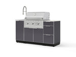 NewAge Outdoor Kitchens Outdoor Grill Island Aluminum 5-Piece Cabinet Set with Sink, 3 Drawer, Grill Cabinet, Performance Grill and Stainless Steel Countertop - (Liquid Propane) | Garage Giant 