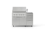 NewAge Outdoor Kitchens Outdoor Grill Island Stainless-Steel 3-Piece Cabinet Set with Casters and 3-Drawer, Grill Cabinet and Platinum Grill - (Liquid Propane) 