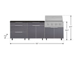 NewAge Outdoor Kitchens Aluminum 5-Piece Cabinet Set With Casters and 3 Drawer, Bar, Grill Cabinet, Performance Grill, Countertop-72568-Garage Giant 