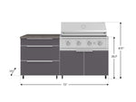 NewAge Outdoor Kitchens Aluminum 4-Piece Cabinet Set with Casters and 3 Drawer, Grill Cabinet, Performance Grill, Countertop-72164-Garage Giant 