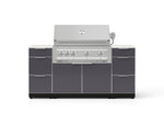 NewAge Outdoor Kitchens Outdoor Grill Island Aluminum 6-Piece Cabinet Set with 3 Drawers, Grill Cabinet, Platinum Grill and Dekton in Aeris Countertops - (Liquid Propane) 