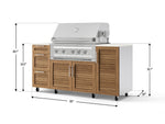 NewAge Outdoor Kitchens Outdoor Grill Island Stainless-Steel Louvered Doors 6-Piece Cabinet Set with Casters 1 Door, 3 Drawer, Grill Cabinet, Platinum Grill and Dekton in Aeris Countertops - (Liquid Propane) 
