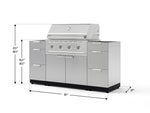 NewAge Outdoor Kitchens Outdoor Grill Island Stainless-Steel 5-Piece Cabinet Set with 3 Drawers, Grill Cabinet and Performance Grill - (Liquid Propane) 