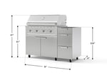 NewAge Outdoor Kitchens Outdoor Grill Island Stainless-Steel 3-Piece Cabinet Set with Casters and 3-Drawer, Grill Cabinet and Performance Grill - (Liquid Propane) 