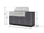 NewAge Outdoor Kitchens Outdoor Grill Island Aluminum 6-Piece Cabinet Set with 1-Door, Grill Cabinet, Performance Grill, Side Burner and Countertop - (Liquid Propane) 