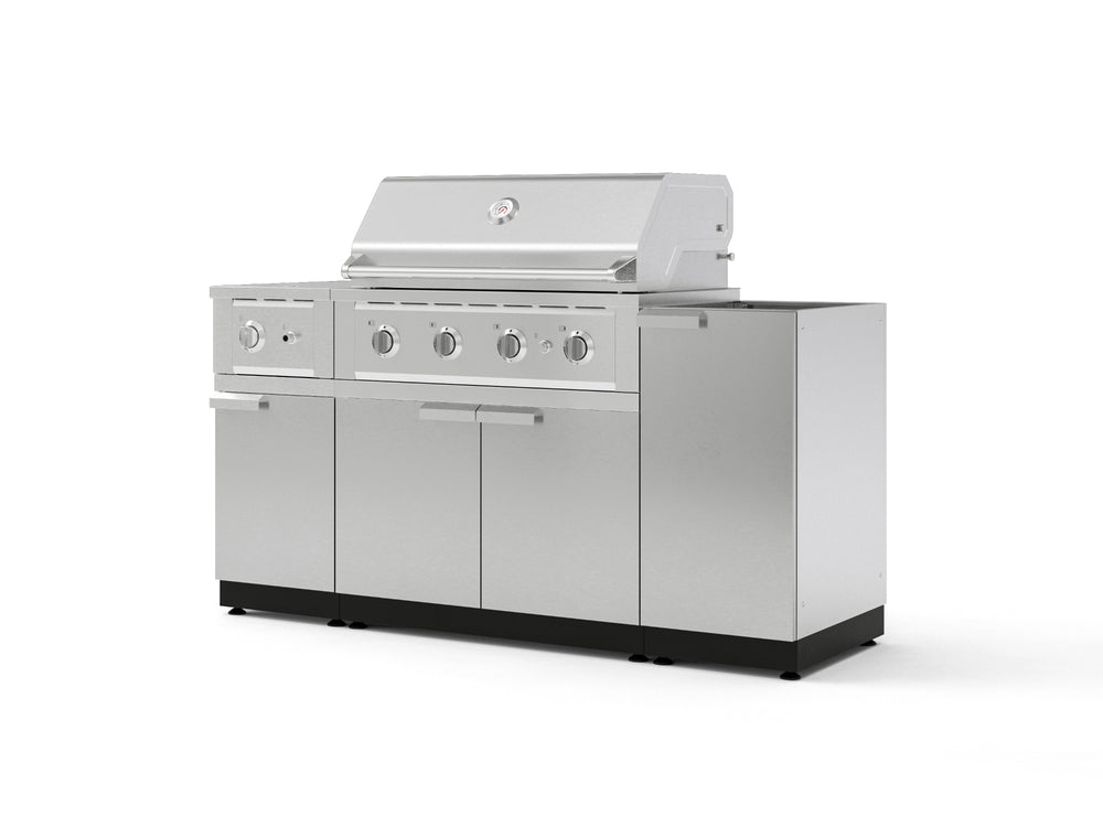 NewAge Outdoor Kitchens Outdoor Grill Island Stainless-Steel 5-Piece Cabinet Set with 1-Door, Grill Cabinet, Side Burner and Performance Grill - (Natural Gas) | Garage Giant