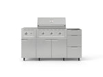 NewAge Outdoor Kitchens Outdoor Grill Island Stainless-Steel 5-Piece Cabinet Set with Casters and 3-Drawer, Grill Cabinet, Side Burner and Performance Grill - (Liquid Propane) 