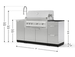 NewAge Outdoor Kitchens Outdoor Grill Island Stainless-Steel 5-Piece Cabinet Set with Sink, 3 Drawer, Grill Cabinet, Platinum Grill and Stainless Steel Countertop - (Natural Gas) 