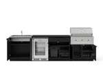 NewAge Outdoor Kitchens Stainless Steel 6-Piece Cabinet Set with Sink, Bar, Grill Cabinet, Performance Grill, Countertop and Glass Door Fridge-73749-Garage Giant 