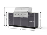 NewAge Outdoor Kitchens Outdoor Grill Island Aluminum 6-Piece Cabinet Set with 3 Drawers, Grill Cabinet, Performance Grill and Countertops - (Liquid Propane) 