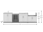 NewAge Outdoor Kitchens Stainless Steel 4-Piece Cabinet Set with Sink, Bar, Grill Cabinet and Glass Door Fridge-71503-Garage Giant 