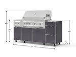NewAge Outdoor Kitchens Outdoor Grill Island Aluminum 6-Piece Cabinet Set with Casters and 3-Drawer, Grill Cabinet, Platinum Grill, Dual Side Burner and Dekton in Aeris Countertop - (Liquid Propane) 