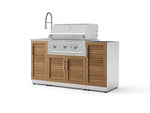 NewAge Outdoor Kitchens Outdoor Grill Island Stainless-Steel Louvered Doors 5-Piece Cabinet Set with Sink, 1 Door, Grill Cabinet, Performance Grill and Stainless Steel Countertop - (Liquid Propane) | Garage Giant 