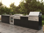 NewAge Outdoor Kitchens Stainless Steel 6-Piece Cabinet Set with Sink, Bar, Grill Cabinet, Platinum Griddle, Countertop and Glass Door Fridge-75125-Garage Giant 
