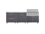 NewAge Outdoor Kitchens Aluminum 5-Piece Cabinet Set With Casters and 3 Drawer, Bar, Grill Cabinet, Performance Grill, Countertop-72641-Garage Giant 