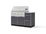 NewAge Outdoor Kitchens Outdoor Grill Island Aluminum 4-Piece Cabinet Set with 3-Drawer, Grill Cabinet, Platinum Grill and Dekton in Aeris Countertop - (Natural Gas) | Garage Giant 