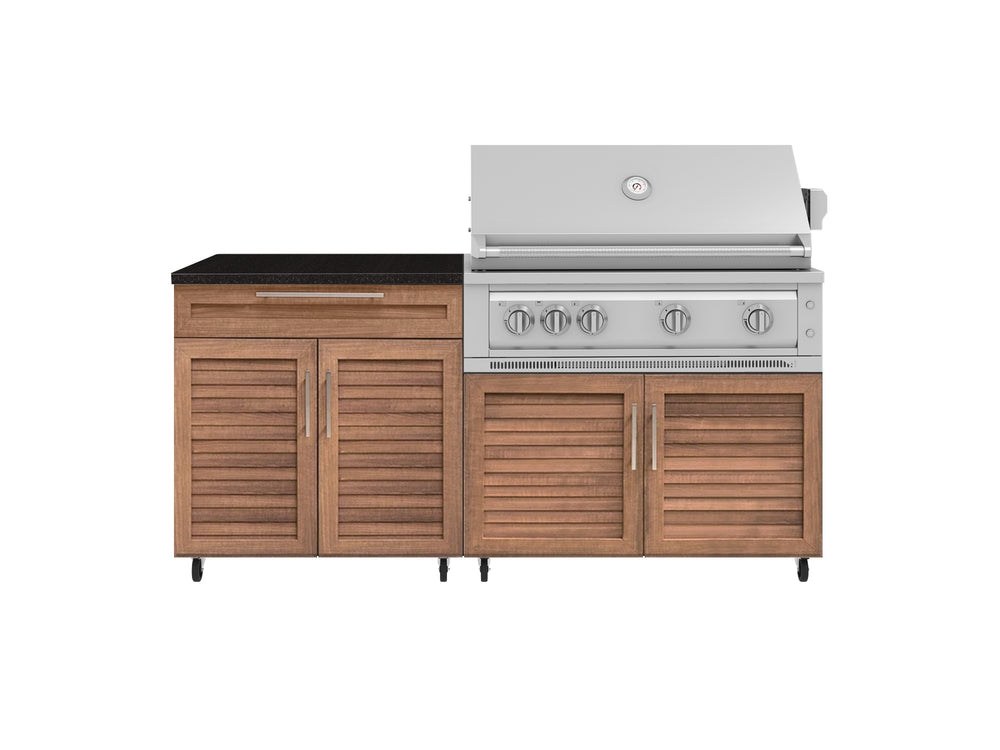 NewAge Outdoor Kitchens Stainless Steel 4-Piece Cabinet Set with Caster and Bar, Grill Cabinet, Performance Grill, and Countertop-72266-Garage Giant