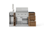 NewAge Outdoor Kitchens Outdoor Grill Island Stainless-Steel Louvered Doors 5-Piece Cabinet Set with Sink, 3 Drawer, Grill Cabinet, Performance Grill and Stainless Steel Countertop - (Liquid Propane) 