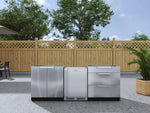 NewAge Outdoor Kitchens Stainless Steel 3-Piece Cabinet Set with 3-Drawer, 2-Door Cabinet and Fridge-67581-Garage Giant 