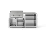 NewAge Outdoor Kitchens Stainless-Steel Louvered Doors 4-Piece Cabinet Set with Base, Grill Cabinet, Platinum Griddle and Countertop-74988-Garage Giant 