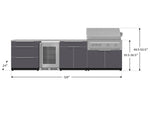 NewAge Outdoor Kitchens Aluminum 7-Piece Cabinet Set with 3-Drawer, Bar, Grill Cabinet, Platinum Grill, Countertops and Fridge-66563-Garage Giant 