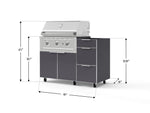 NewAge Outdoor Kitchens Outdoor Grill Island Aluminum 3-Piece Cabinet Set with Casters and 3-Drawer, Grill Cabinet and Performance Grill - (Liquid Propane) 
