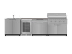 NewAge Outdoor Kitchens Stainless Steel 6-Piece Cabinet Set with Sink, Bar, Grill Cabinet, Performance Grill, Countertop and Fridge-72083-Garage Giant 