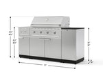 NewAge Outdoor Kitchens Outdoor Grill Island Stainless-Steel 6-Piece Cabinet Set with 1-Door, Grill Cabinet, Performance Grill, Side Burner and Dekton in Sirius Countertop - (Liquid Propane) 