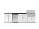 NewAge Outdoor Kitchens Stainless Steel 6-Piece Cabinet Set with Sink, Bar, Grill Cabinet, Performance Grill, Countertop and Stainless Steel Door Fridge-73758-Garage Giant 