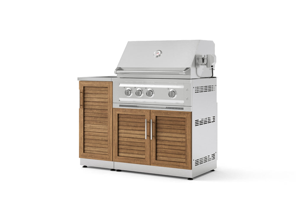 NewAge Outdoor Kitchens Outdoor Grill Island Stainless-Steel Louvered Doors 3-Piece Cabinet Set with Sink, Grill Cabinet and Platinum Grill-73974-Garage Giant