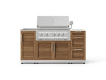 NewAge Outdoor Kitchens Outdoor Grill Island Stainless-Steel Louvered 5-Piece Cabinet Set with Sink, 3 Drawer, Grill Cabinet, Platinum Grill and Stainless Steel Countertop - (Natural Gas) 