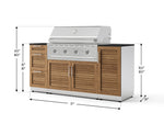 NewAge Outdoor Kitchens Outdoor Grill Island Stainless-Steel Louvered Doors 6-Piece Cabinet Set with 1 Door, 3 Drawer, Grill Cabinet, Performance Grill and Dekton in Sirius Countertops - (Natural Gas) 