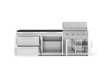 NewAge Outdoor Kitchens Stainless-Steel 5-Piece Cabinet Set with 3-Drawer, Bar, Grill Cabinet, Performance Grill and Countertop-73328-Garage Giant 