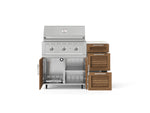 NewAge Outdoor Kitchens Outdoor Grill Island Stainless-Steel Louvered Doors 4-Piece Cabinet Set with Casters and 3-Drawer, Grill Cabinet, Performance Grill and Dekton in Aeris Countertop - (Liquid Propane) 