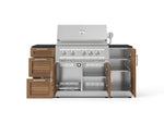 NewAge Outdoor Kitchens Outdoor Grill Island Stainless-Steel Louvered Doors 6-Piece Cabinet Set with 1 Door, 3 Drawer, Grill Cabinet, Platinum Grill and Dekton in Sirius Countertops - (Liquid Propane) 