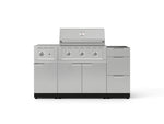 NewAge Outdoor Kitchens Outdoor Grill Island Stainless-Steel 5-Piece Cabinet Set with 3-Drawer, Grill Cabinet, Side Burner and Performance Grill - (Liquid Propane) 