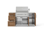 NewAge Outdoor Kitchens Outdoor Grill Island Stainless-Steel Louvered Doors 6-Piece Cabinet Set with 1 Door, 3 Drawer, Grill Cabinet, Platinum Grill and Dekton in Aeris Countertops - (Liquid Propane) 