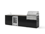 NewAge Outdoor Kitchens Aluminum 6-Piece Cabinet Set with Sink, Bar, Grill Cabinet, Platinum Grill, Countertop and Glass Door Fridge-73803-Garage Giant 