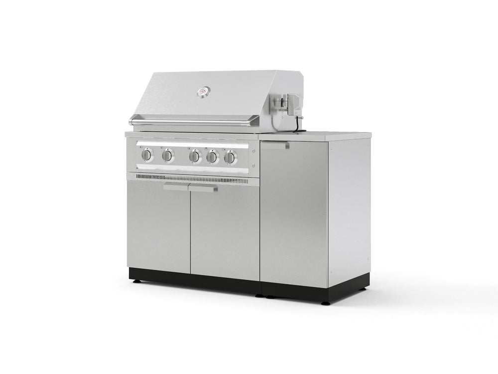 NewAge Outdoor Kitchens Outdoor Grill Island Stainless-Steel 4-Piece Cabinet Set with 1 Door, Grill Cabinet, Platinum Grill and Countertop | 73891