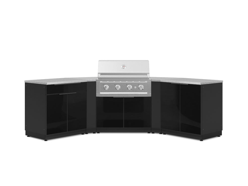 NewAge Outdoor Kitchens Aluminum 7-Piece Cabinet Set with 2 Door, Bar, Corner, Grill Cabinet, Performance Grill, and Countertops-67662-Garage Giant