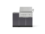 NewAge Outdoor Kitchens Outdoor Grill Island Aluminum 3-Piece Cabinet Set with Sink, Grill Cabinet and Platinum Grill-73953-Garage Giant 
